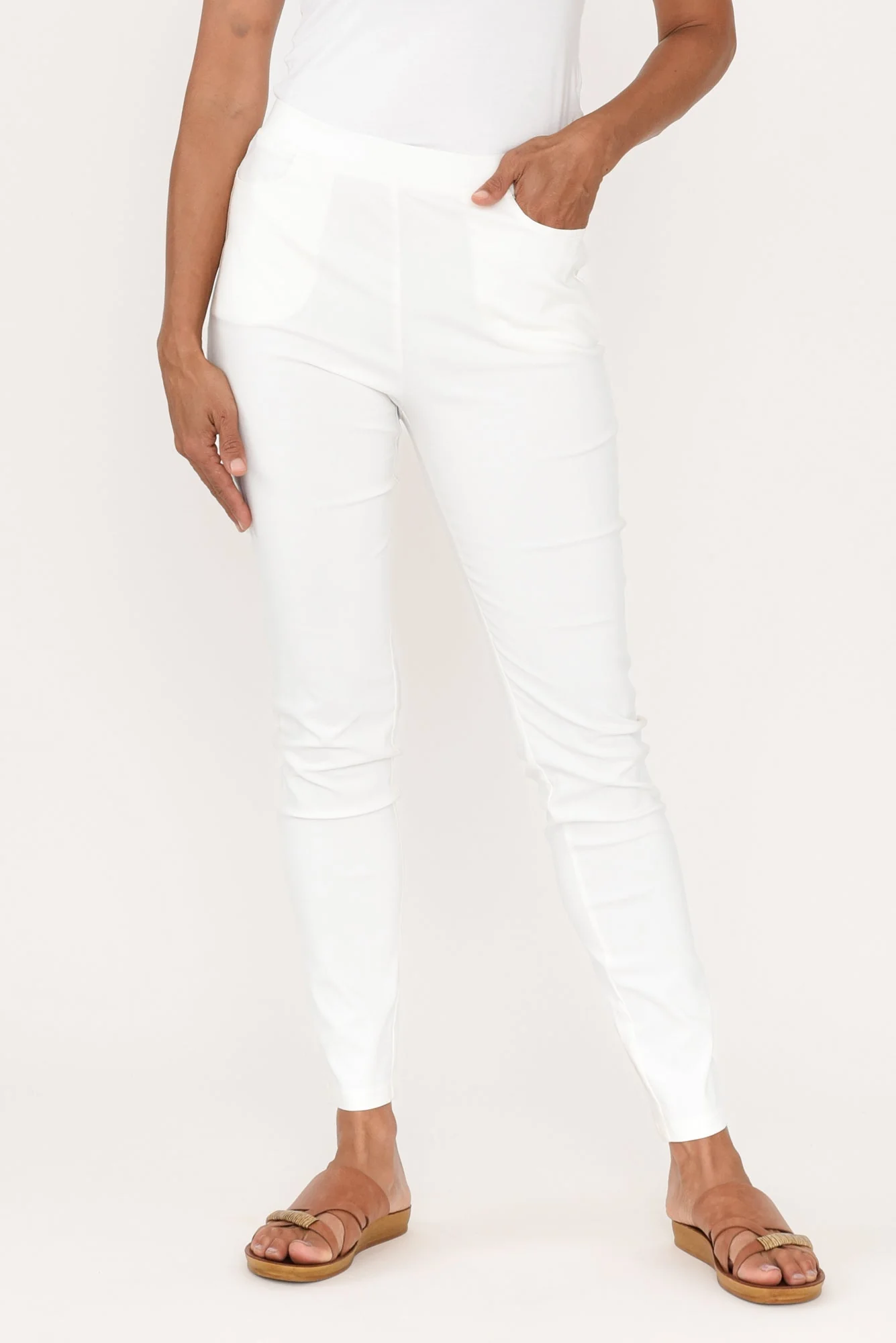 Nora White Stretch Pants