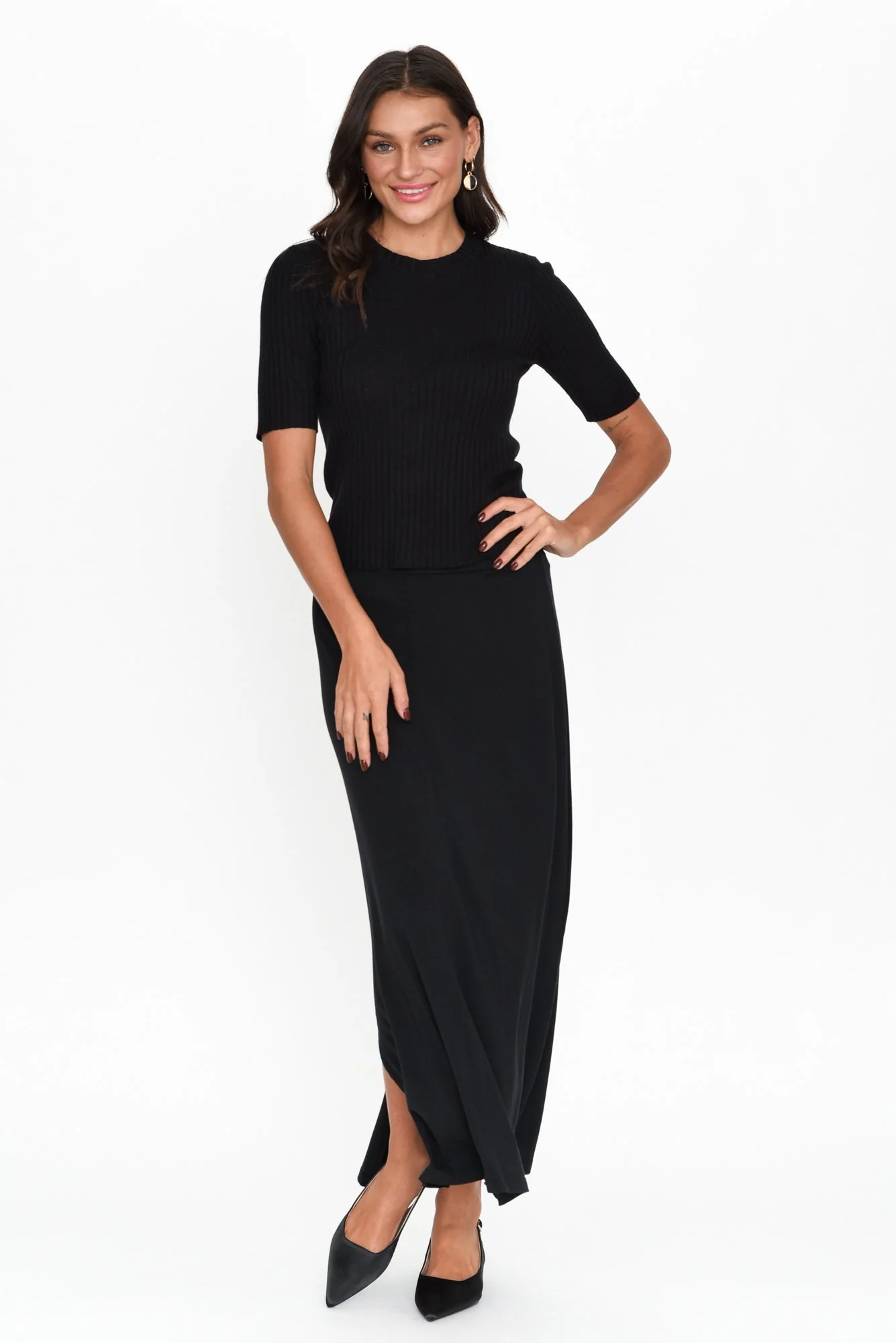 Olivia Black Bamboo Knit Tee - Image 3