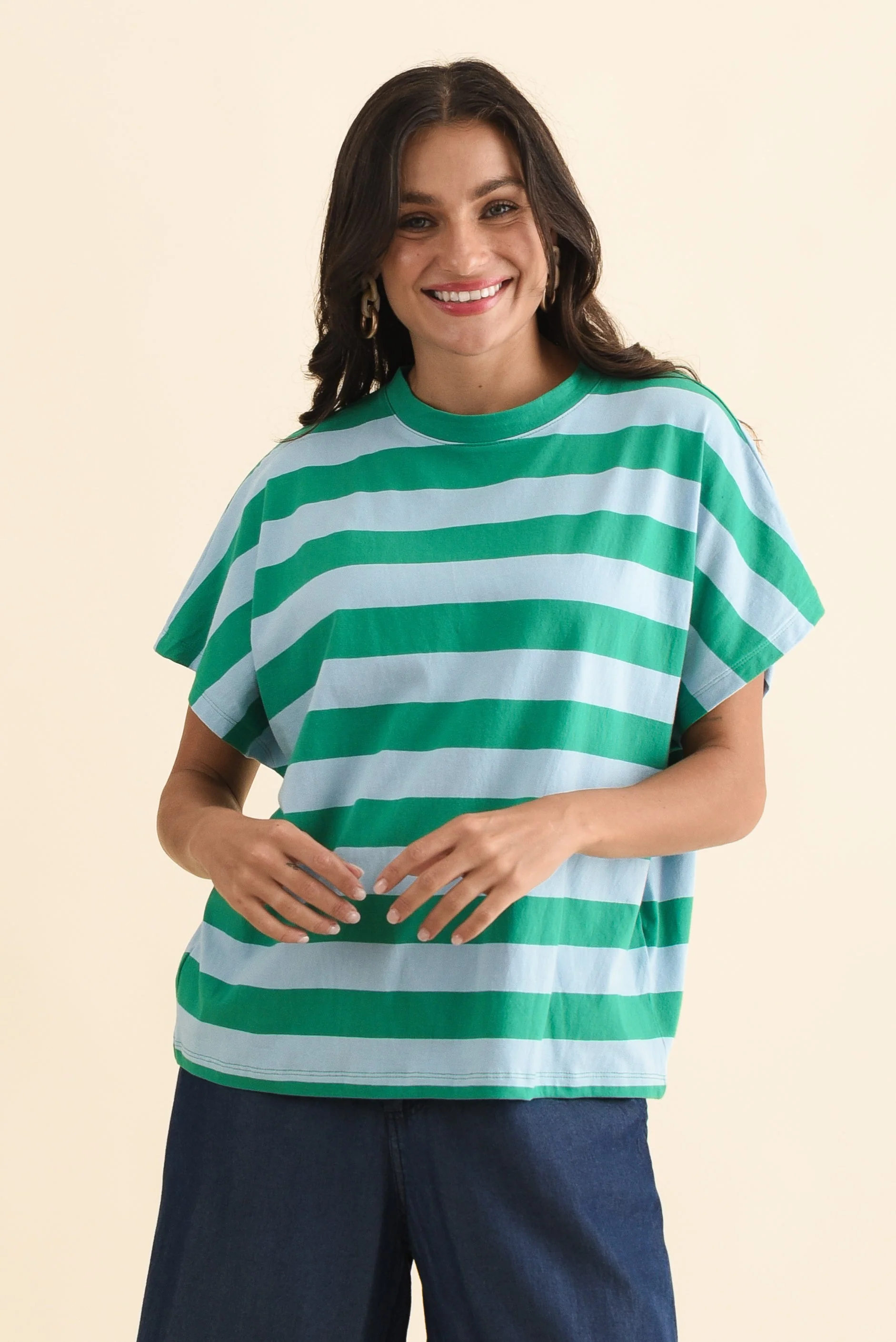 Poet Teal Stripe Cotton Tee