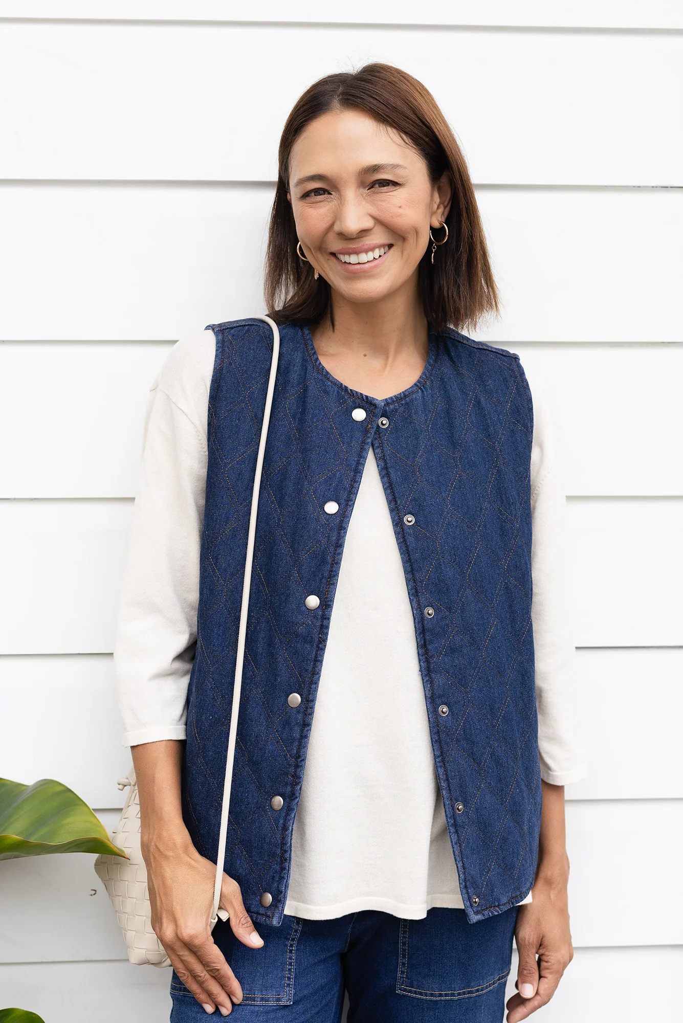 Polly Dark Blue Denim Quilted Vest