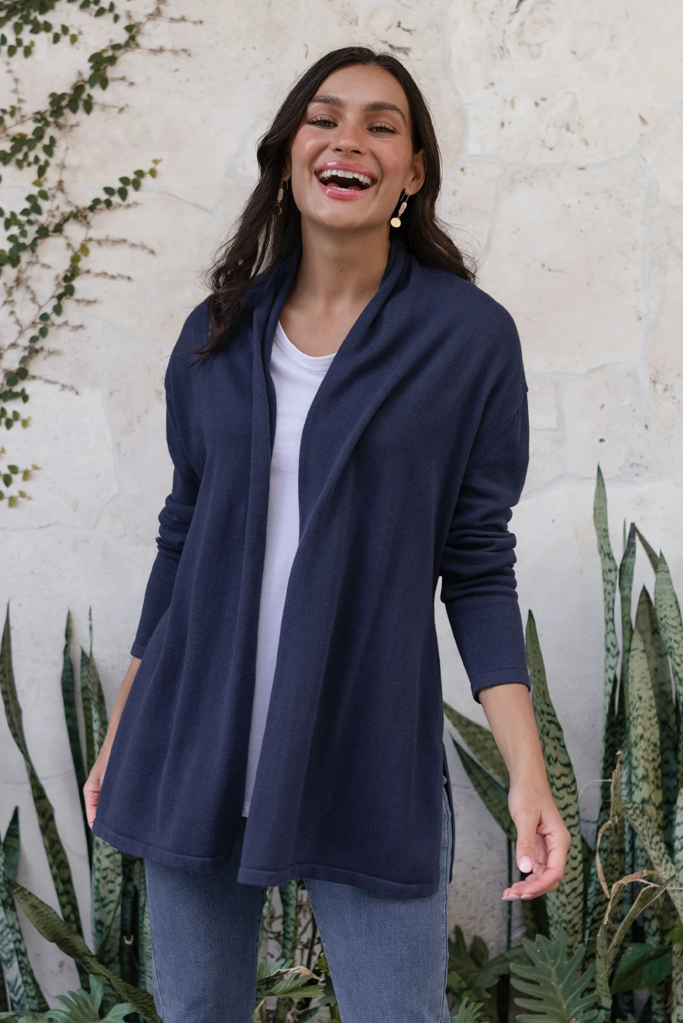 Primrose Navy Cotton Drape Cardigan