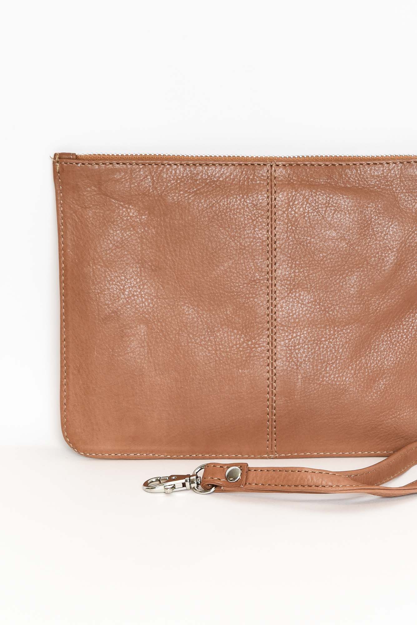 Queens Tan Leather Clutch - Image 2