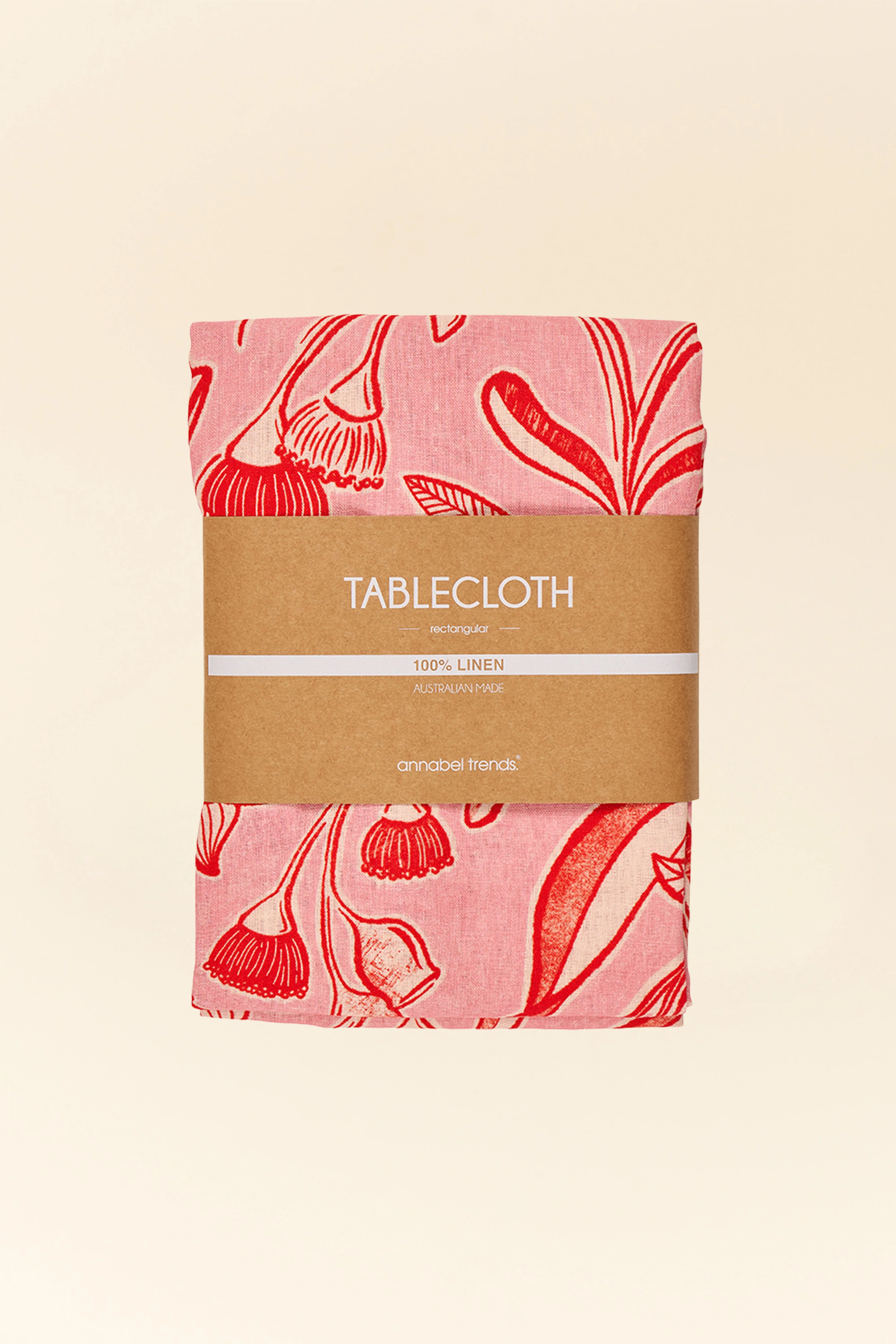 Red Trailing Natives Linen Tablecloth