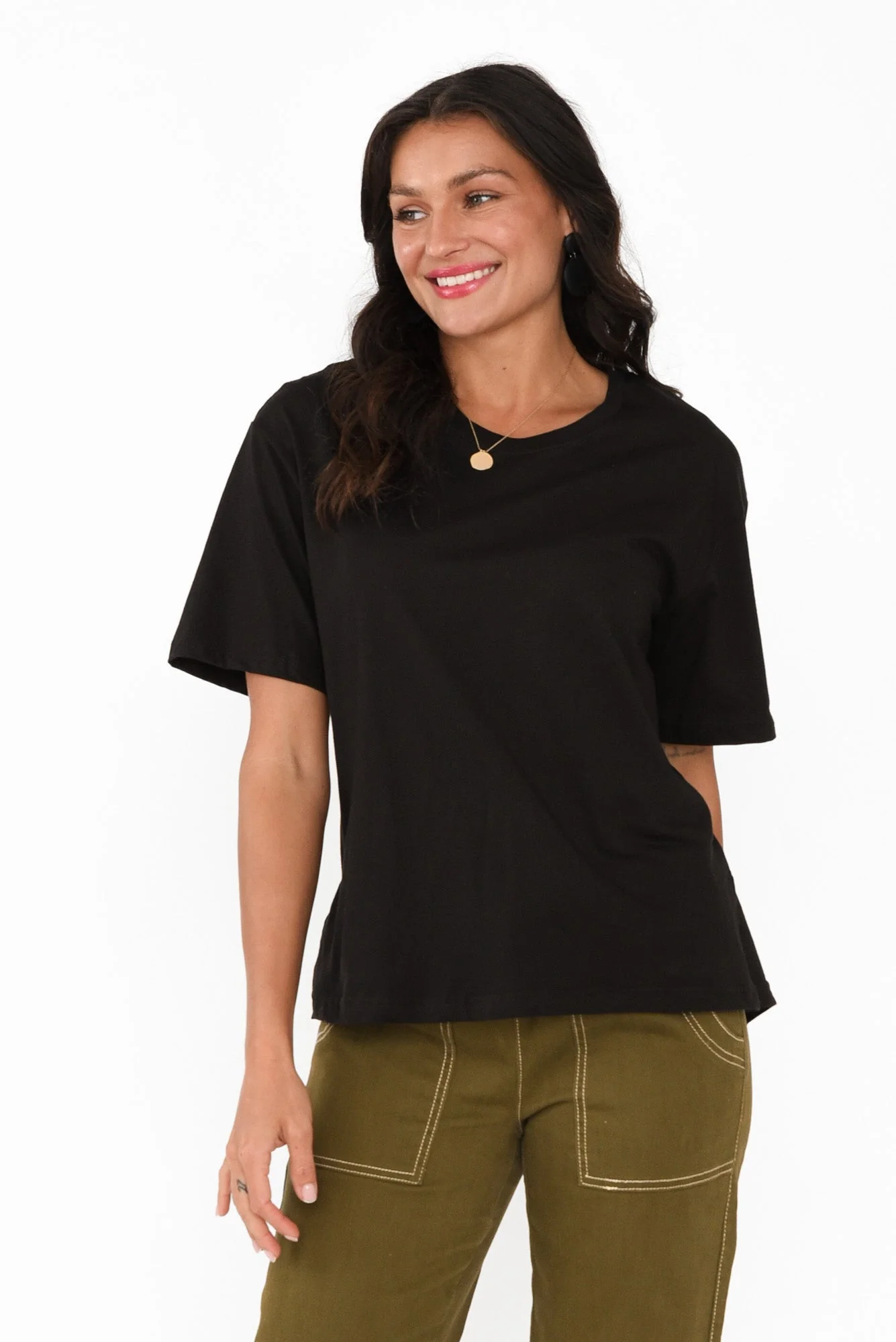 Relax Black Cotton Tee