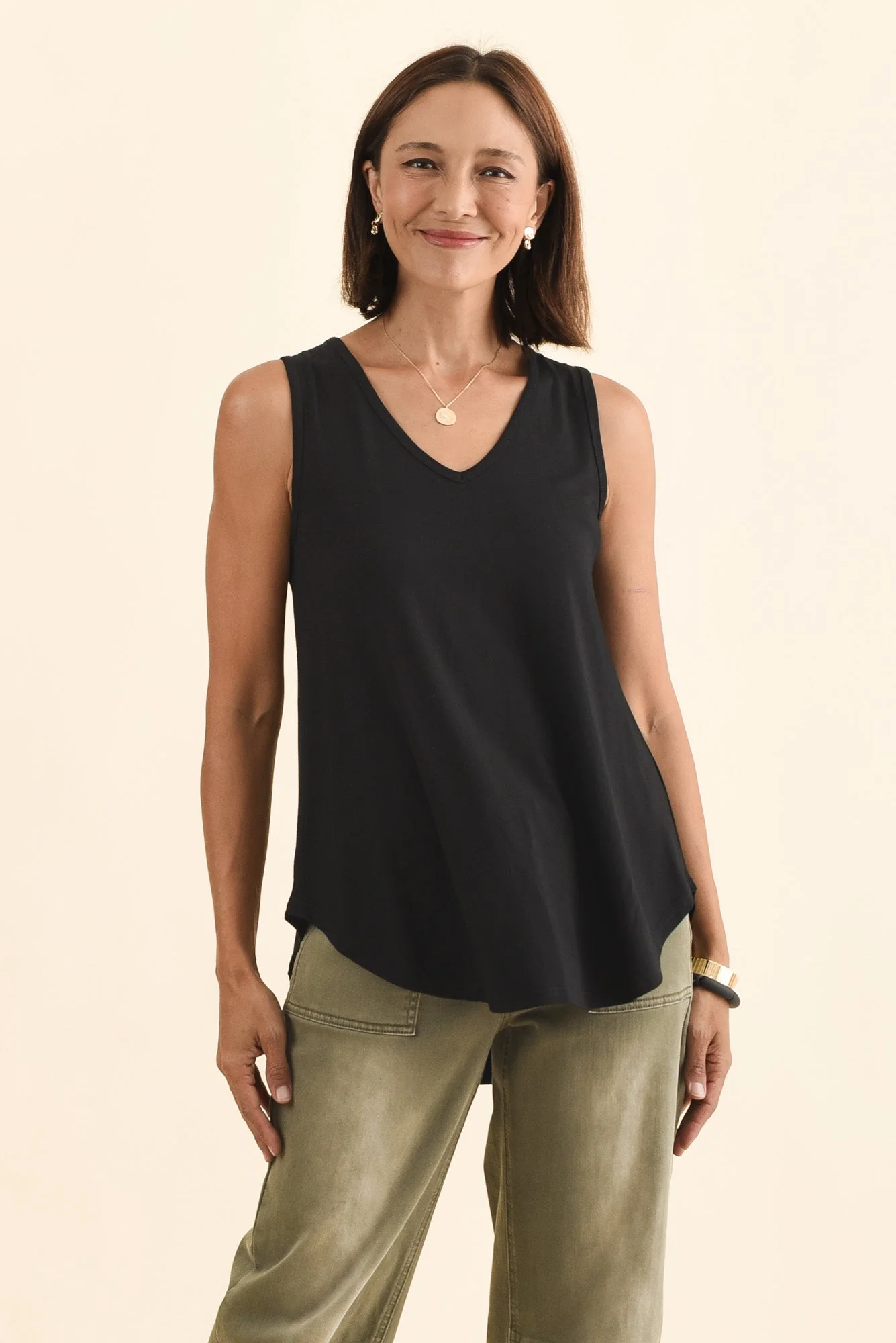 Rihanna Black Bamboo Tank