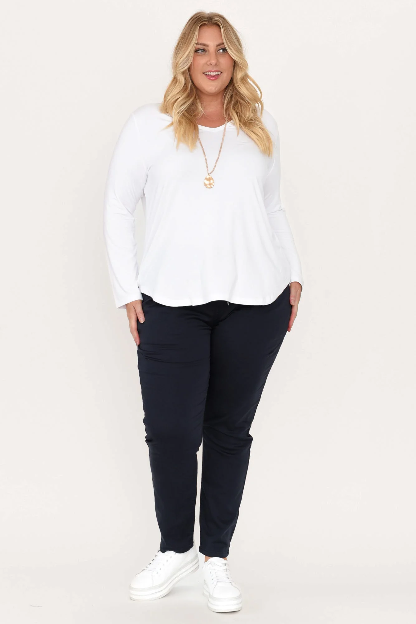 Sia White Bamboo V Neck Top - Image 8