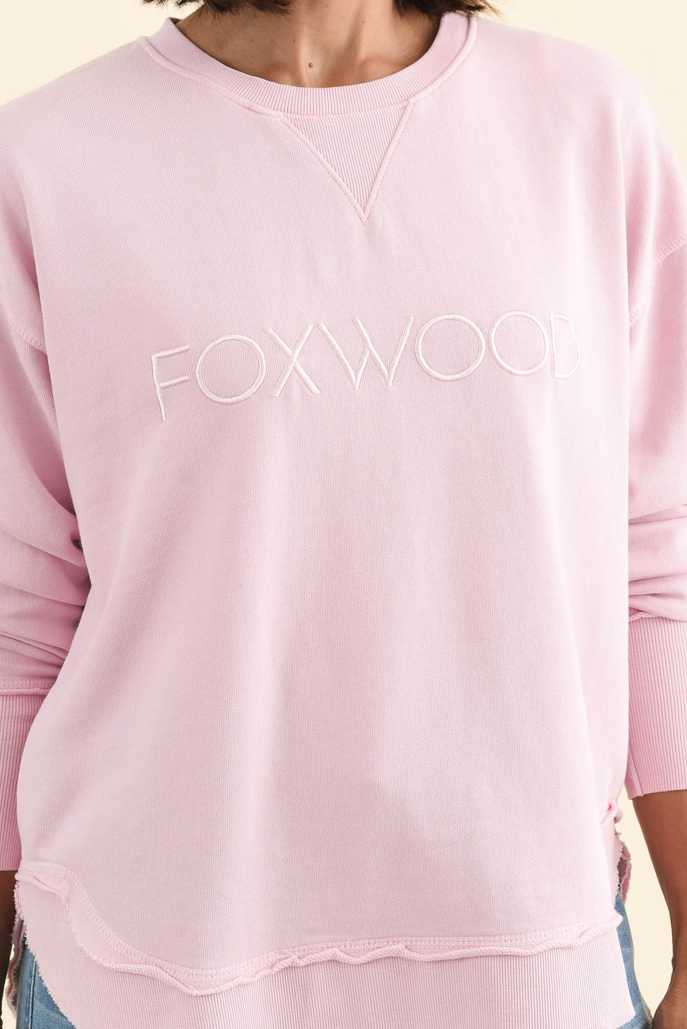 Simplified Blush Cotton Crewneck Sweatshirt - Image 5