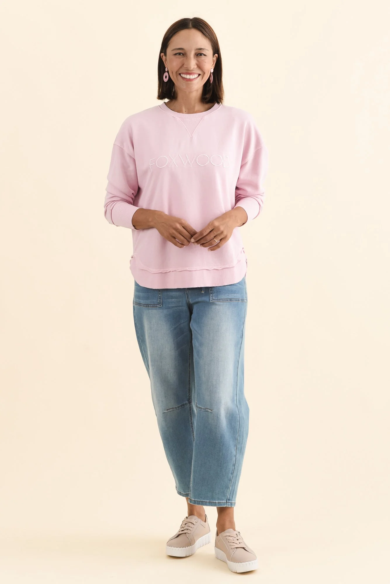 Simplified Blush Cotton Crewneck Sweatshirt - Image 6