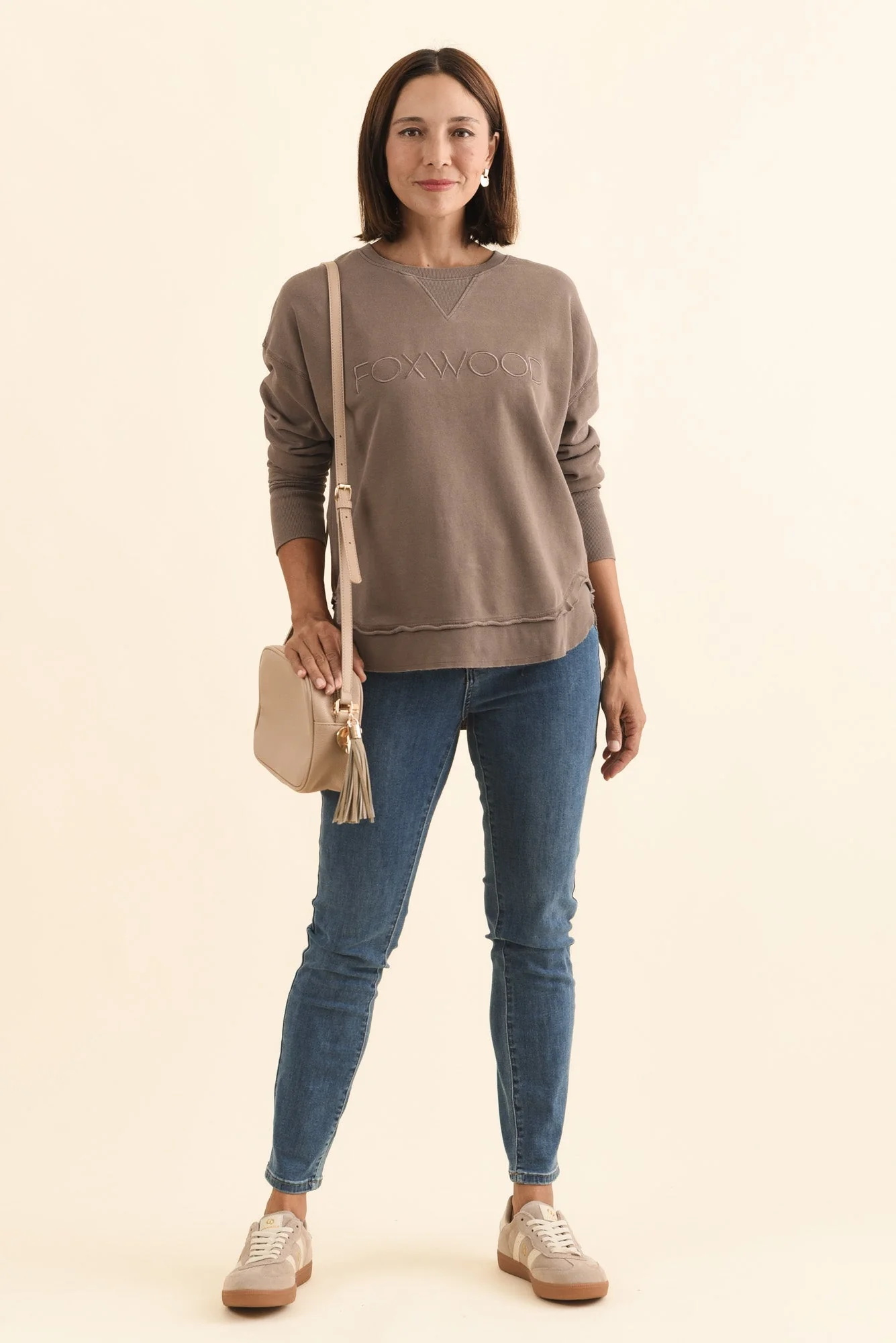 Simplified Brown Cotton Crewneck Sweatshirt - Image 2
