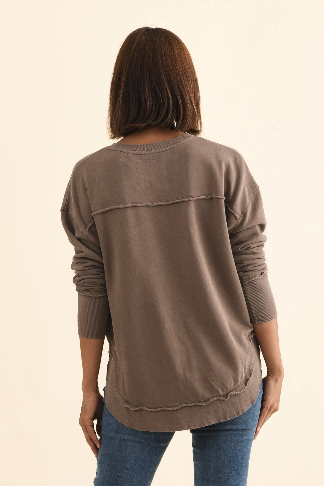 Simplified Brown Cotton Crewneck Sweatshirt - Image 4