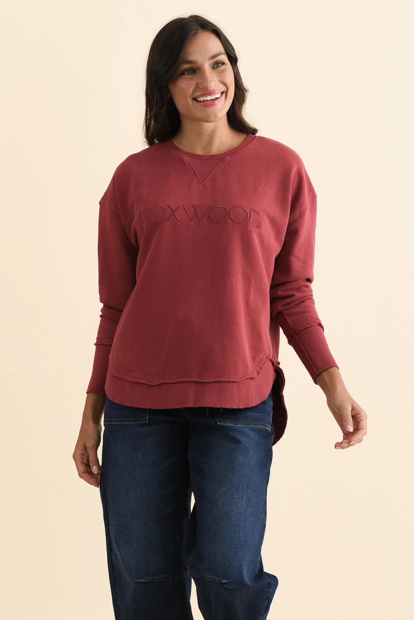 Simplified Cherry Cotton Crewneck Sweatshirt