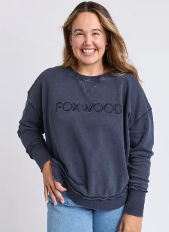 Simplified Navy Cotton Crewneck Sweatshirt