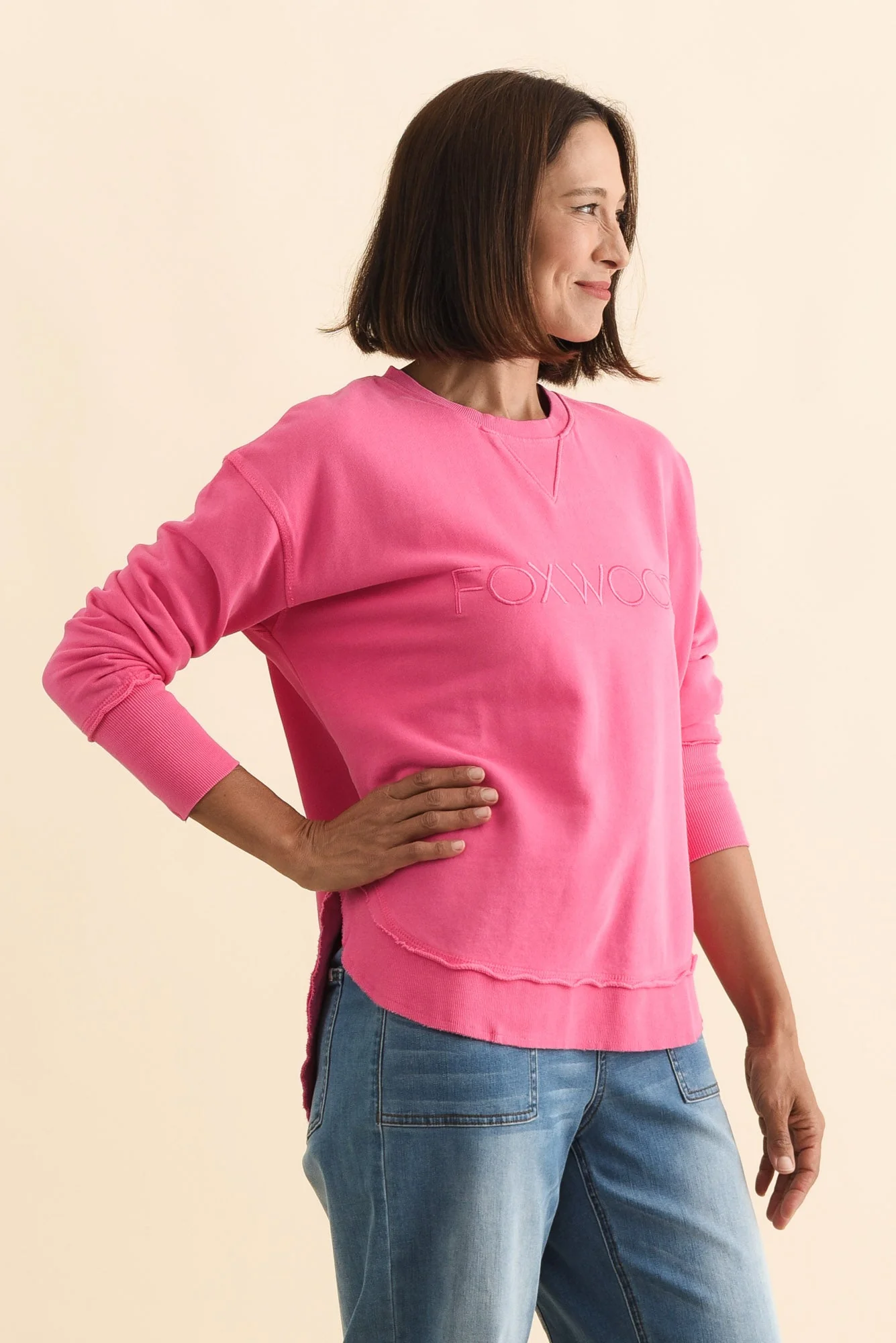Simplified Pink Cotton Crewneck Sweatshirt - Image 4