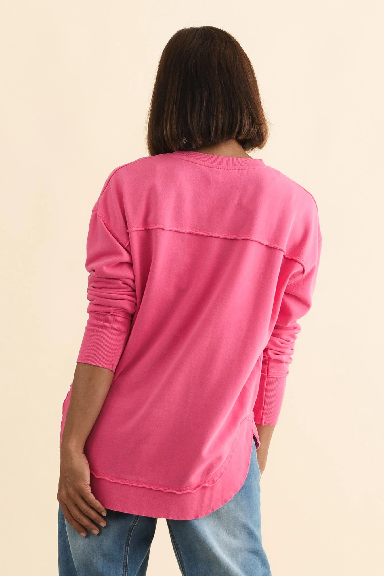 Simplified Pink Cotton Crewneck Sweatshirt - Image 5