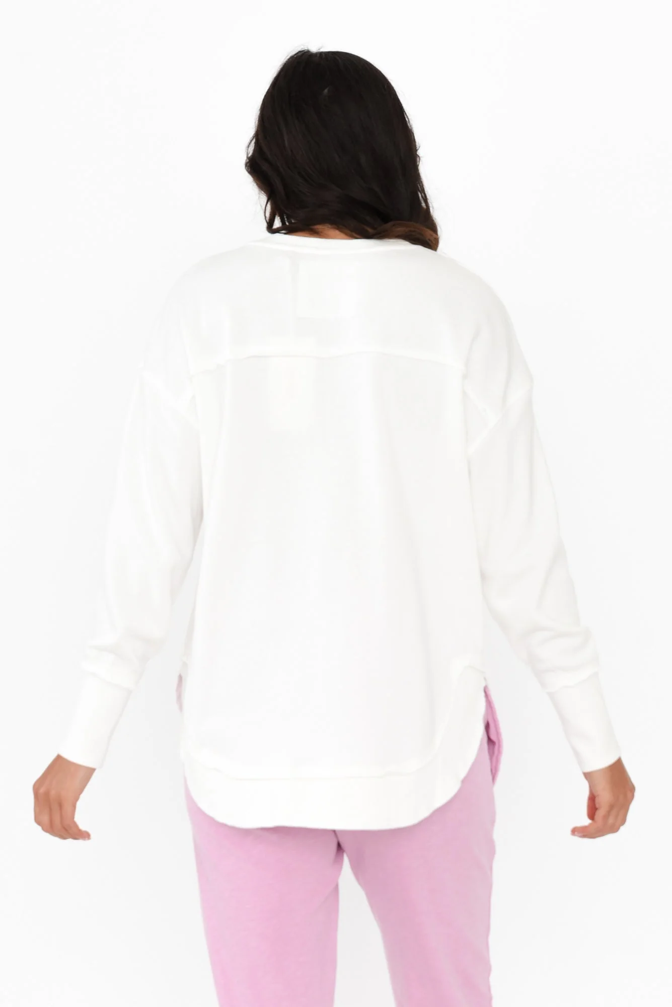 Simplified White Confetti Cotton Crewneck Sweatshirt - Image 4