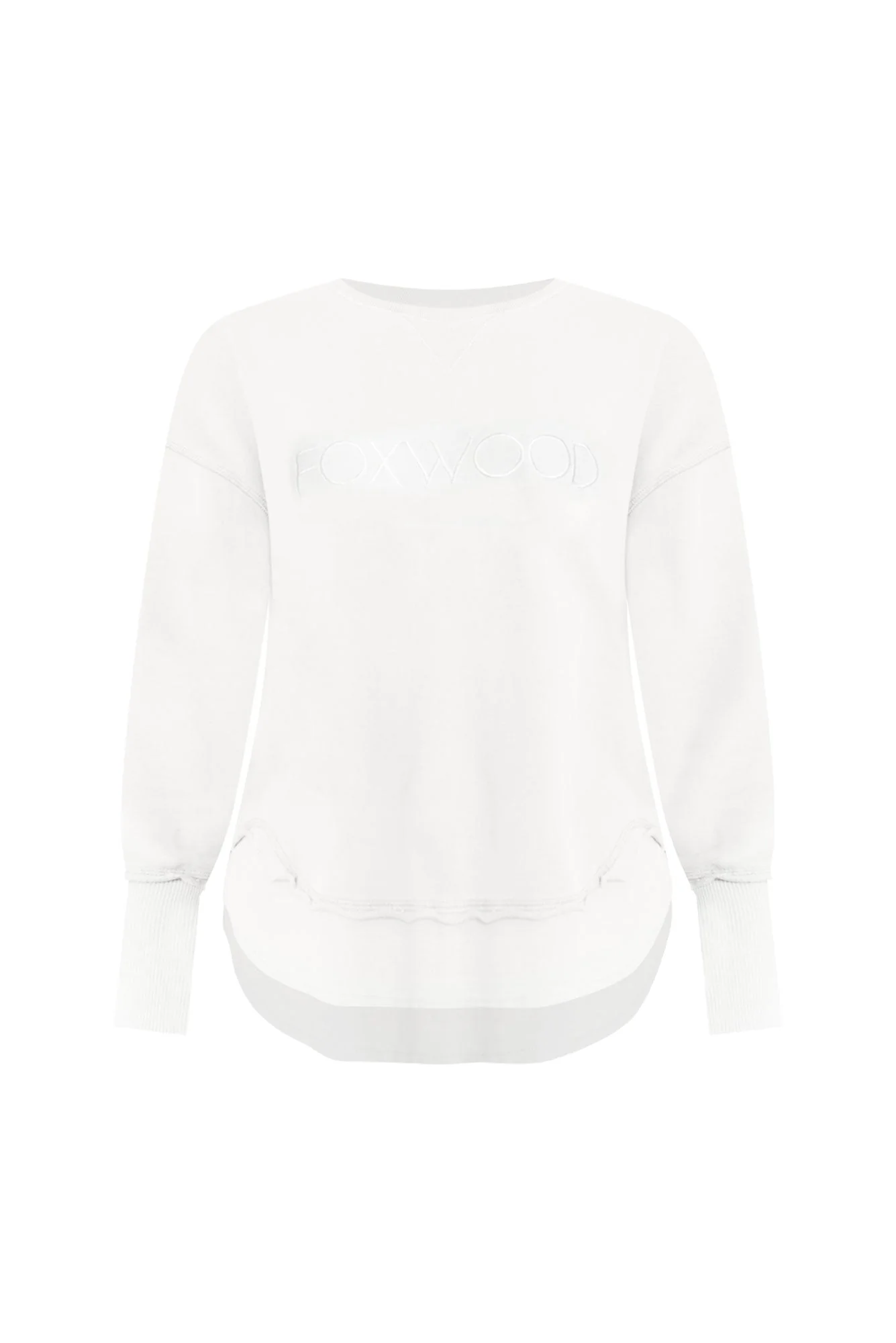 Simplified White Cotton Crewneck Sweatshirt - Image 3