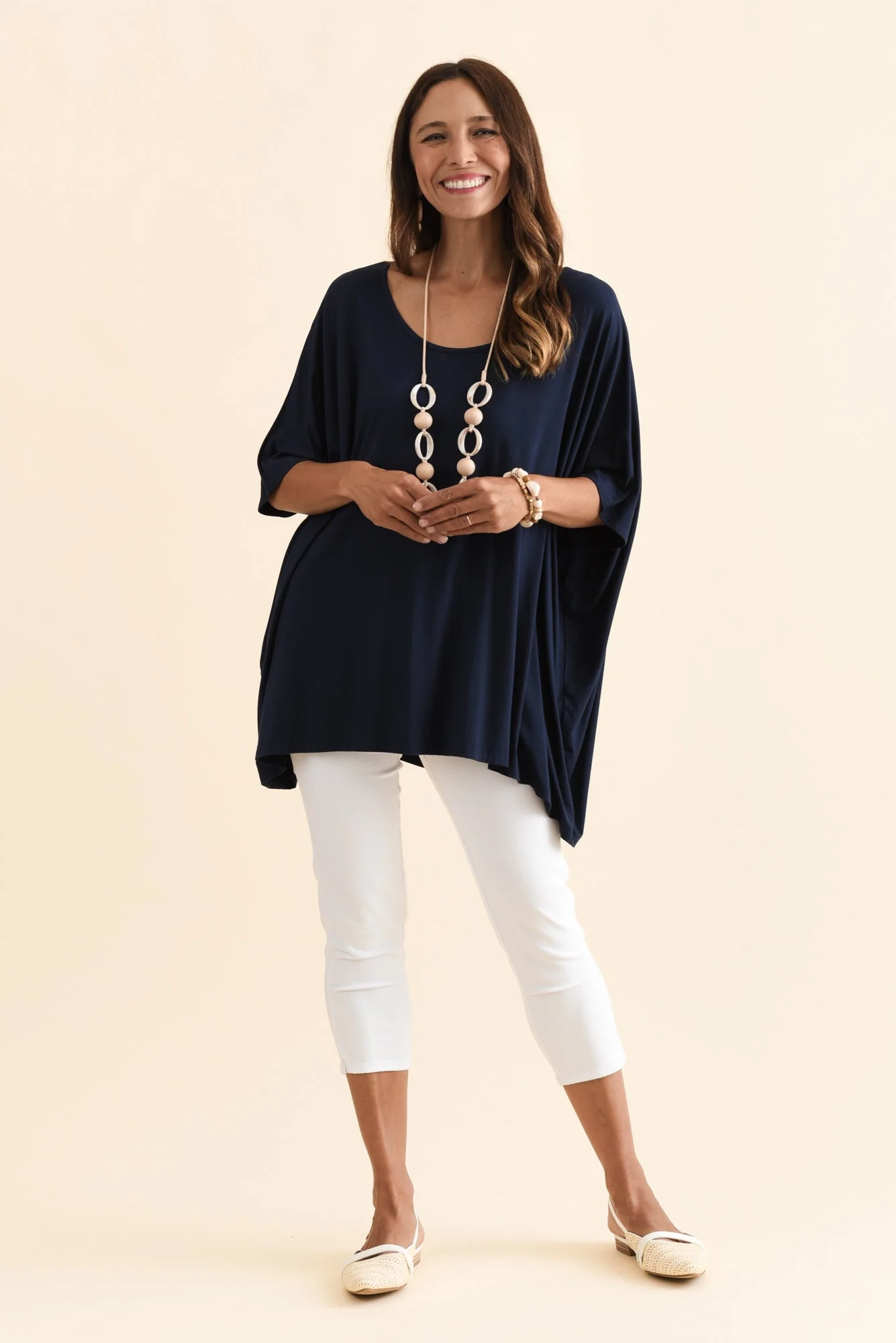 Sorronda Navy Bamboo Batwing Top - Image 2
