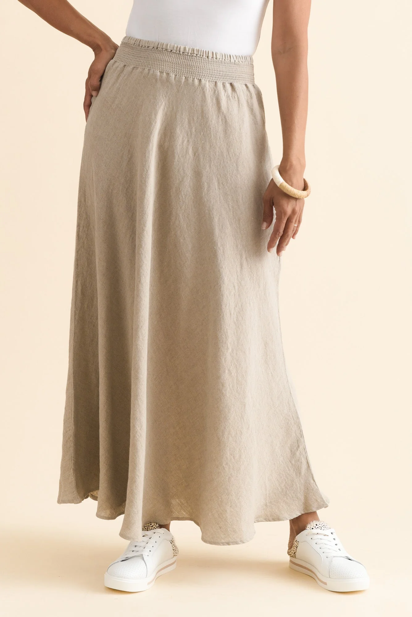 Sottana Beige Linen Maxi Skirt