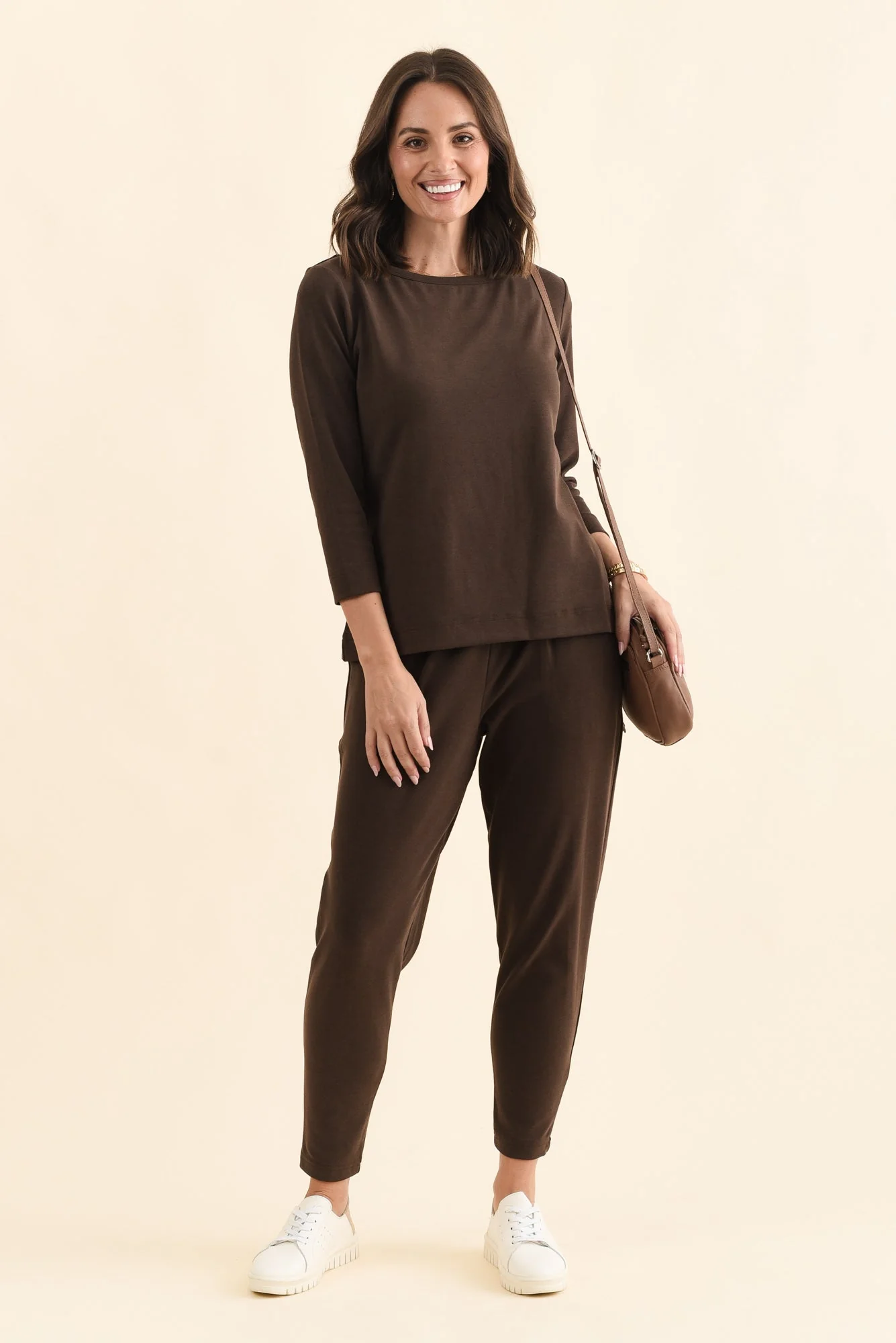 SuedeLuxe Chocolate 3/4 Sleeve Top - Image 2