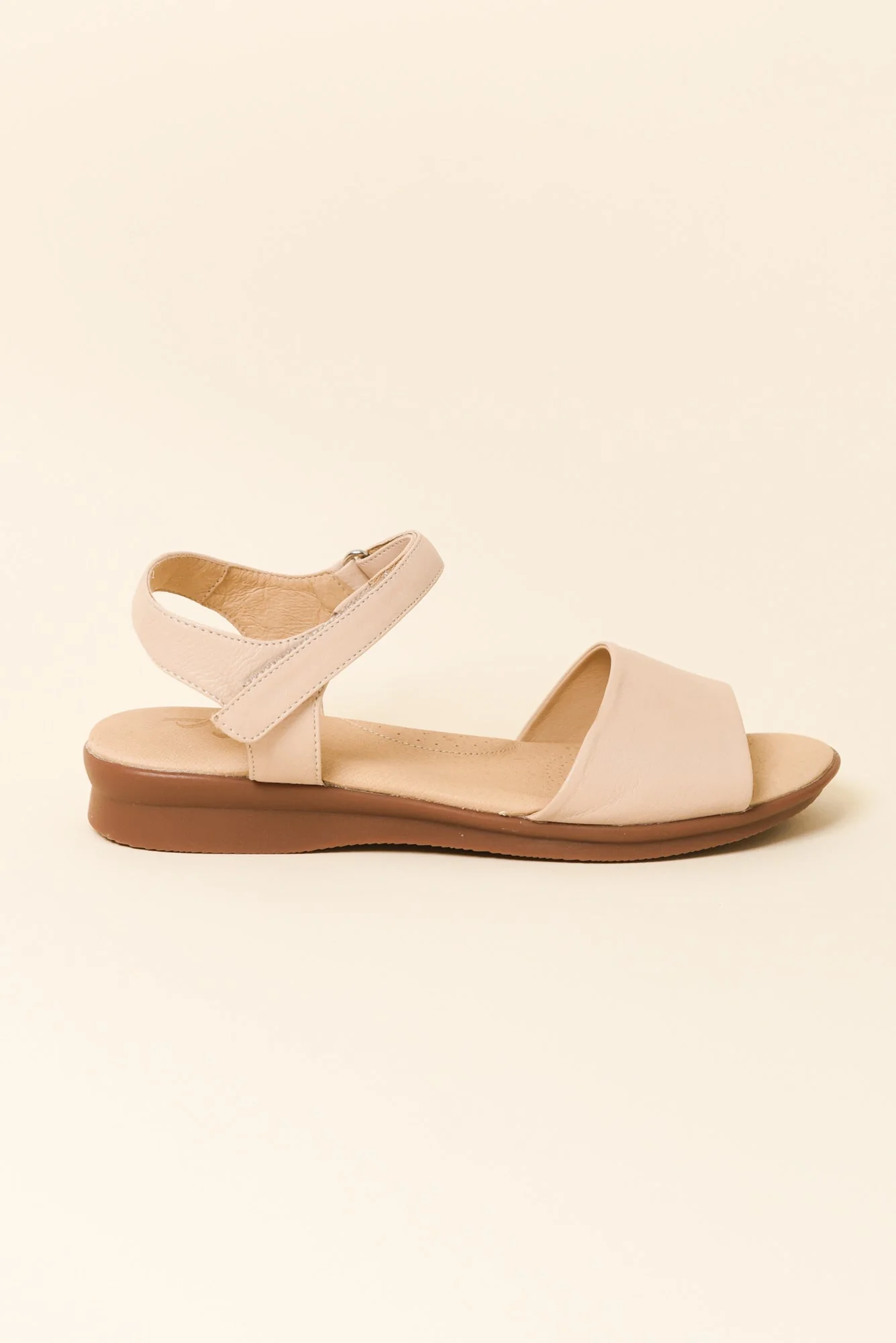 Swan Cream Leather Velcro Sandal