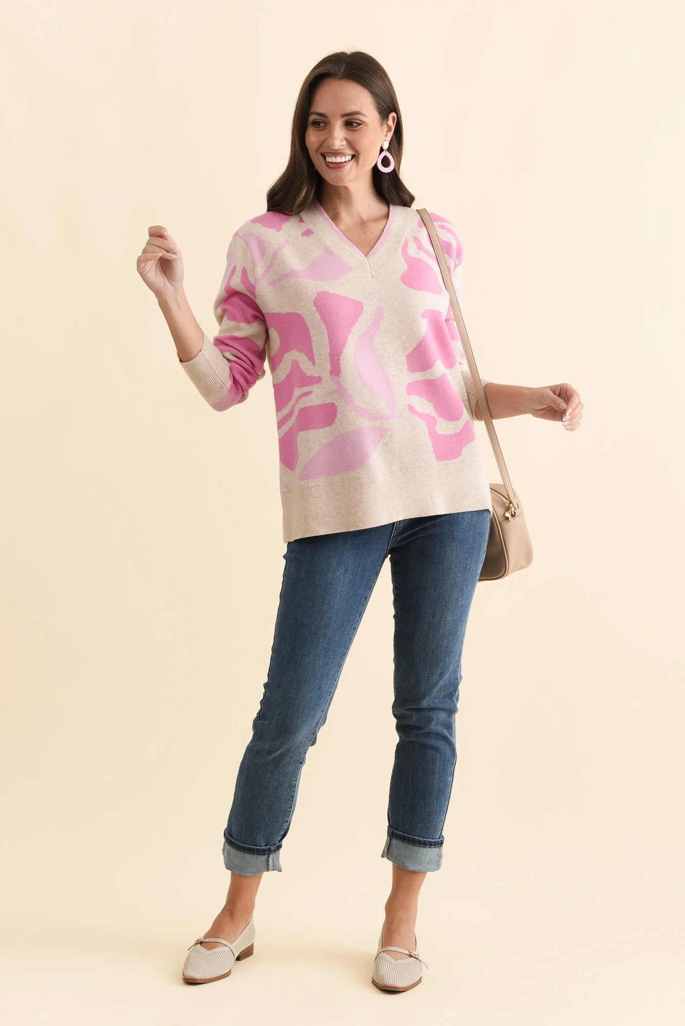 Swan Pink Flower Knit Sweater - Image 2