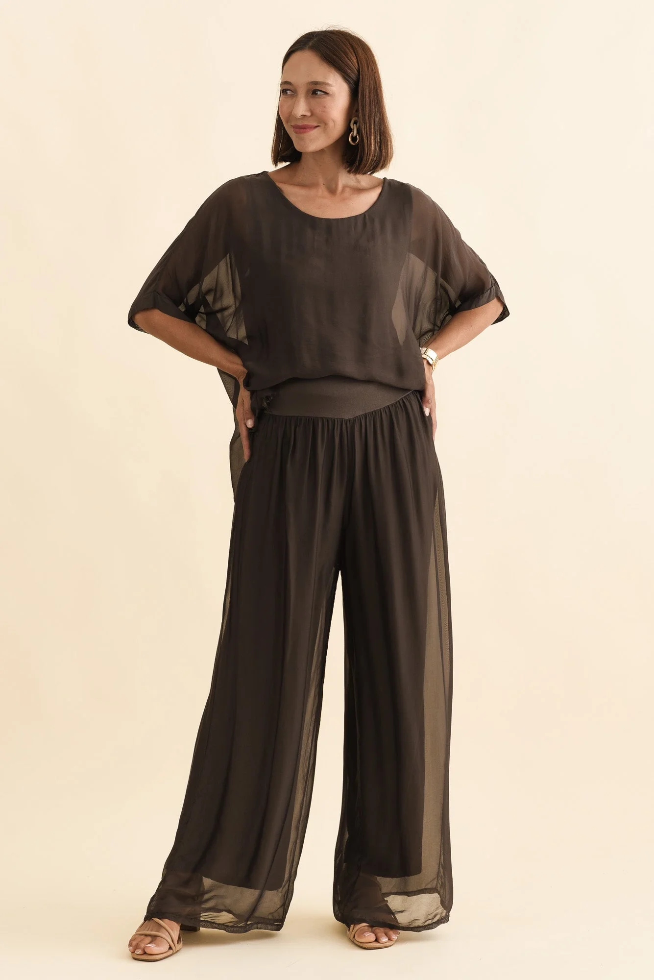 Talia Chocolate Silk Layer Top - Image 6
