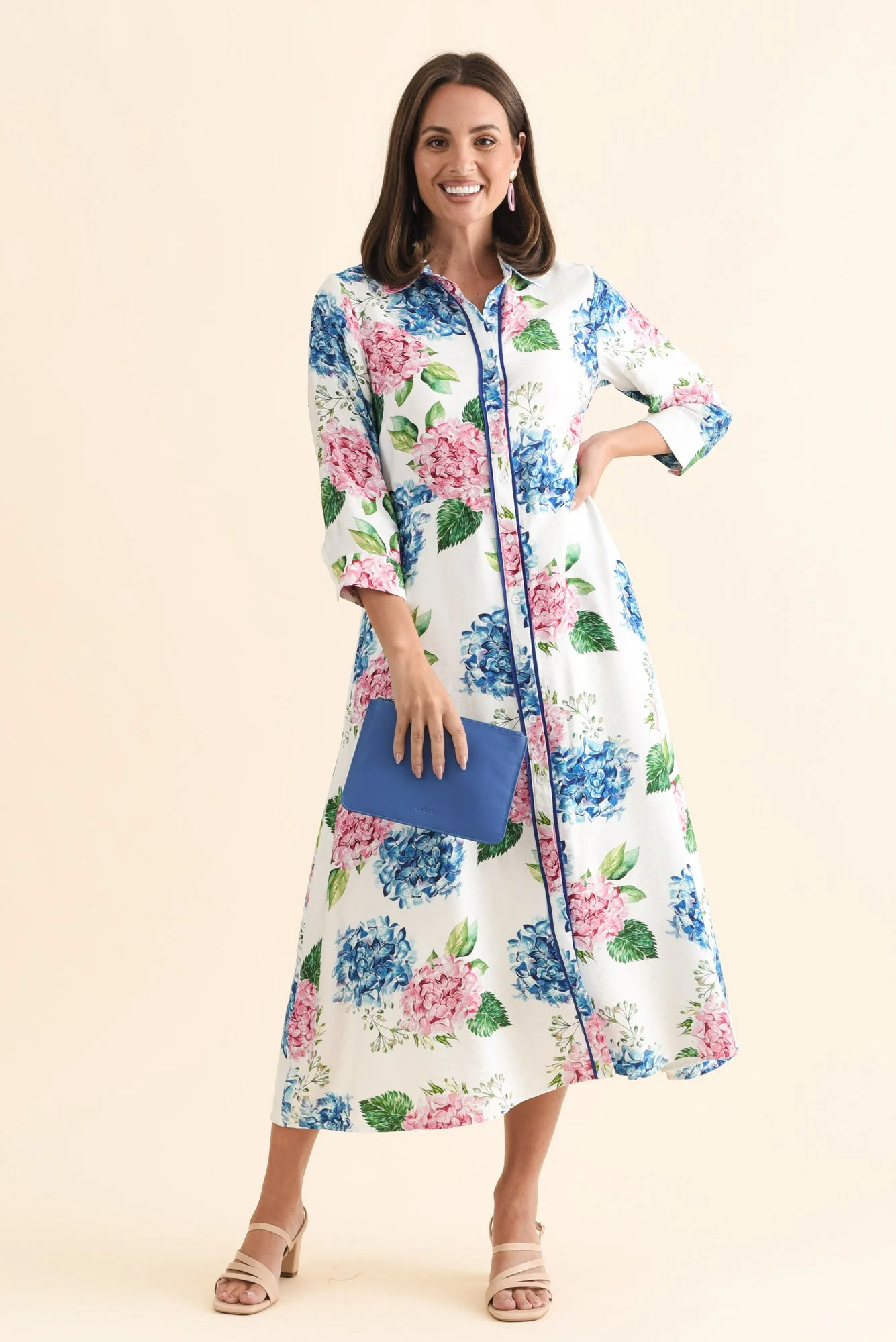 Taylah White Flower Linen Cotton Dress