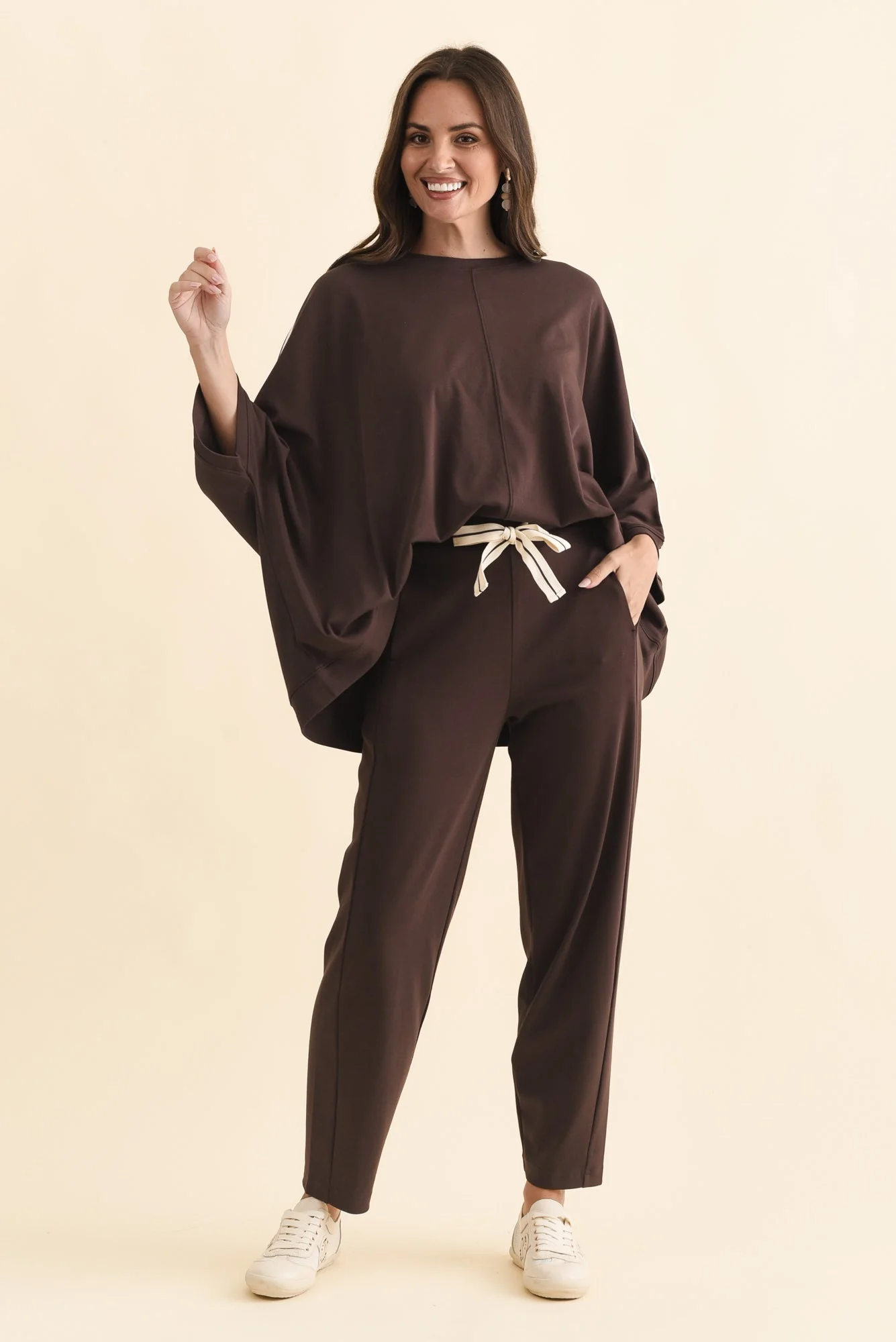 Tenille Chocolate Cotton Barrel Pants - Image 2