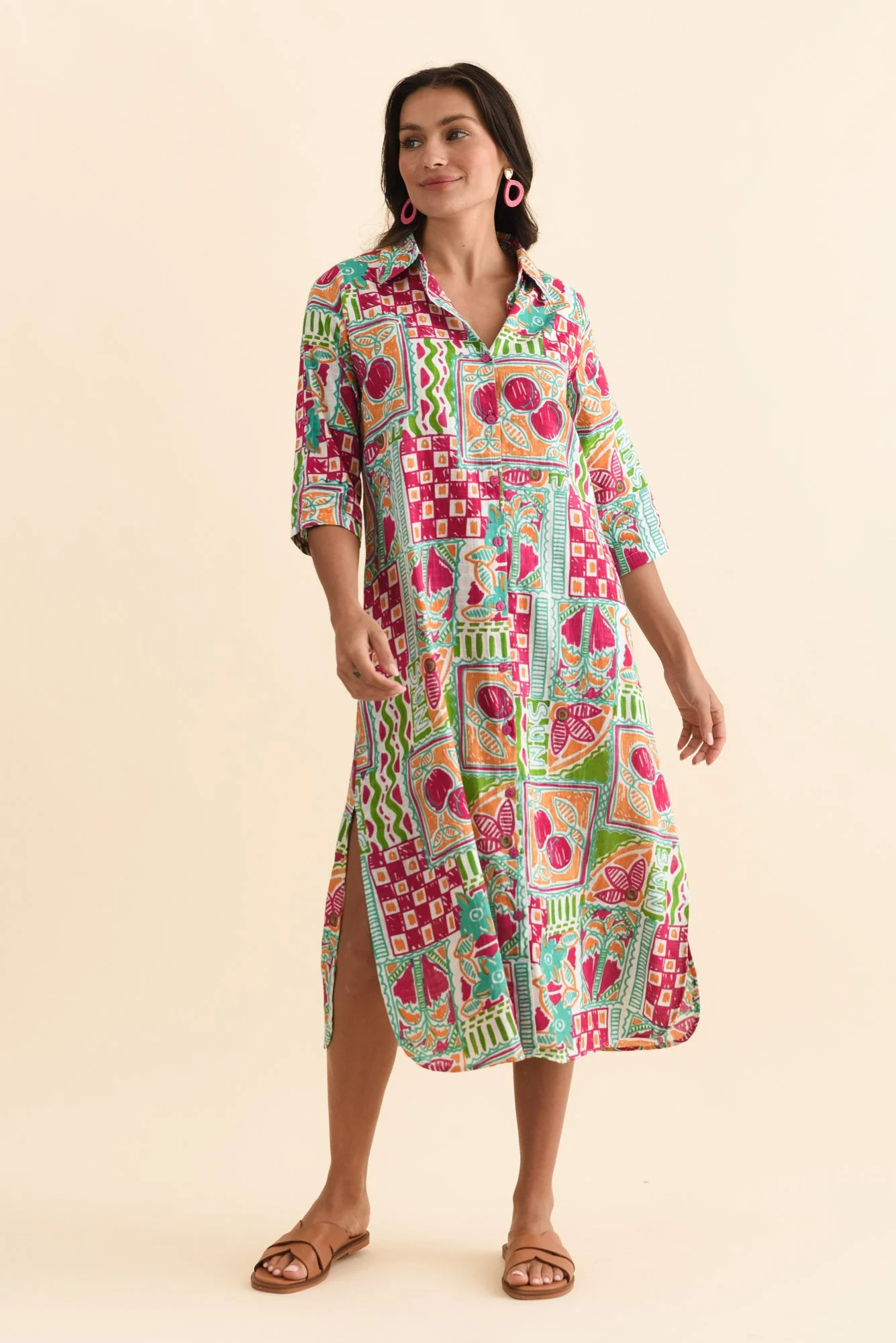Tricia Green Tile Cotton Shirt Dress - Image 2
