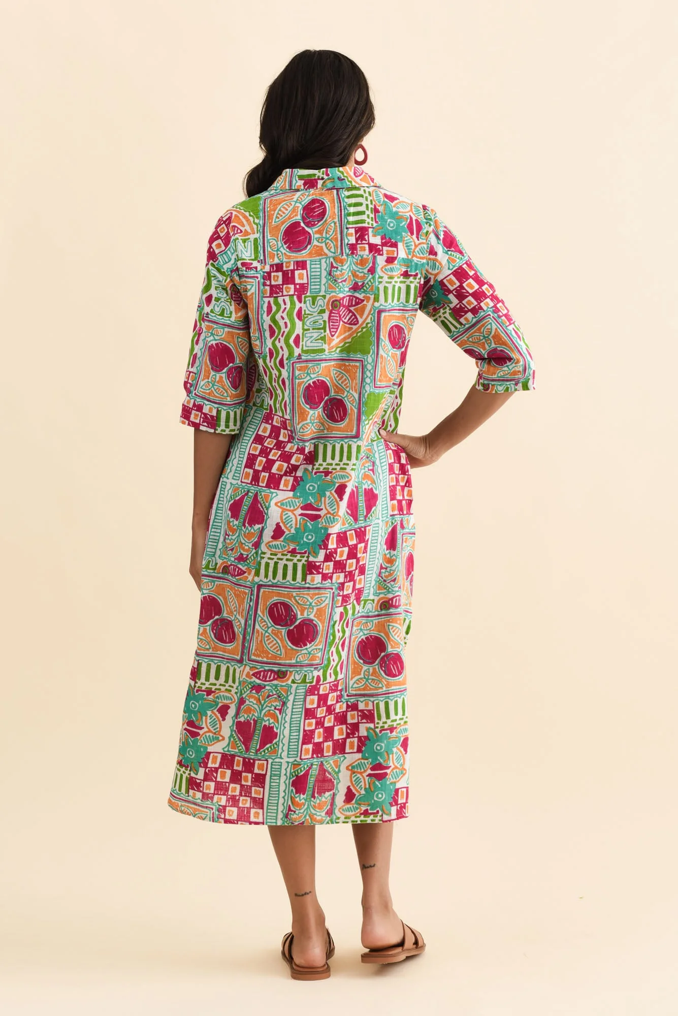 Tricia Green Tile Cotton Shirt Dress - Image 4