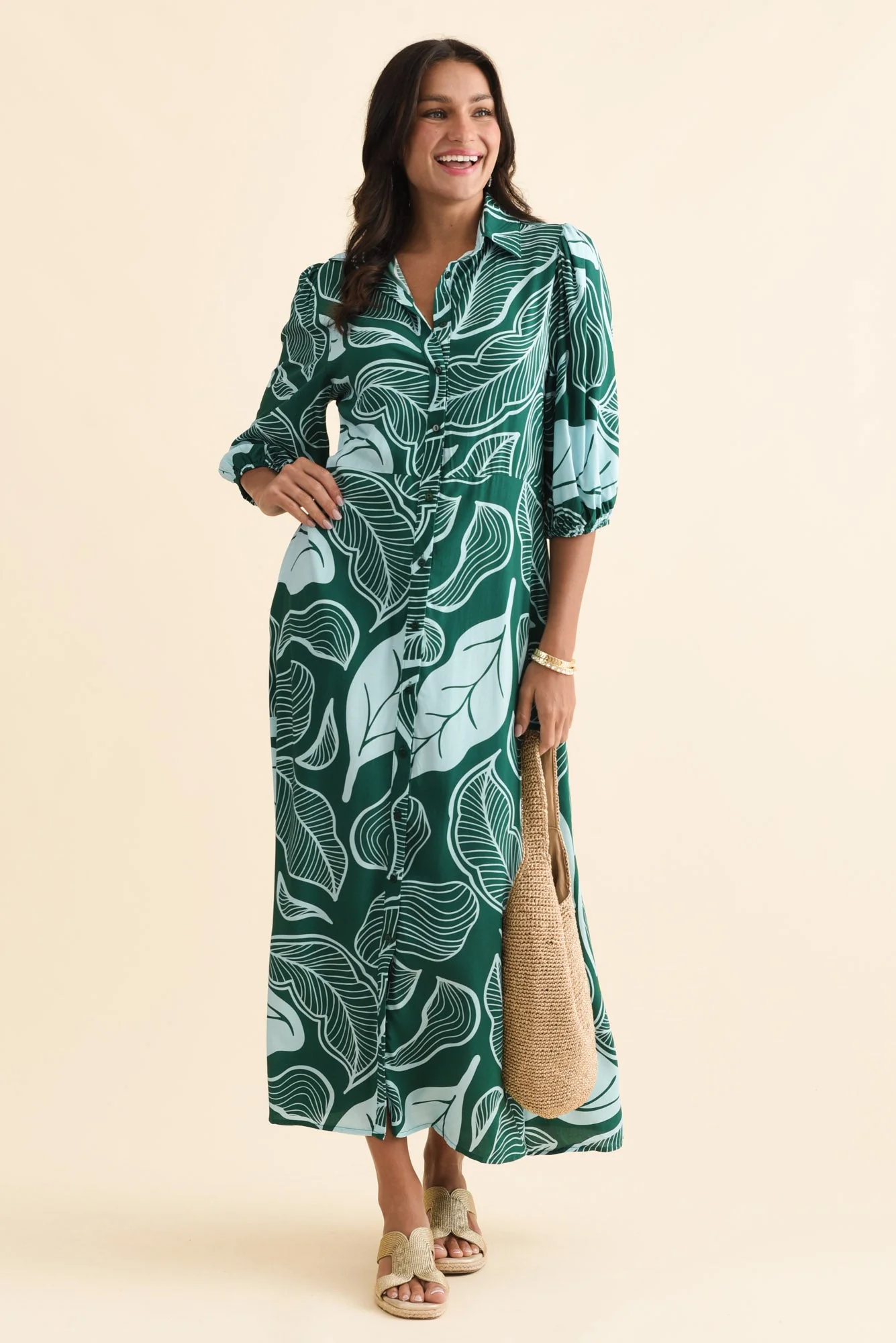 Trinity Green Leaf Tie Dress
