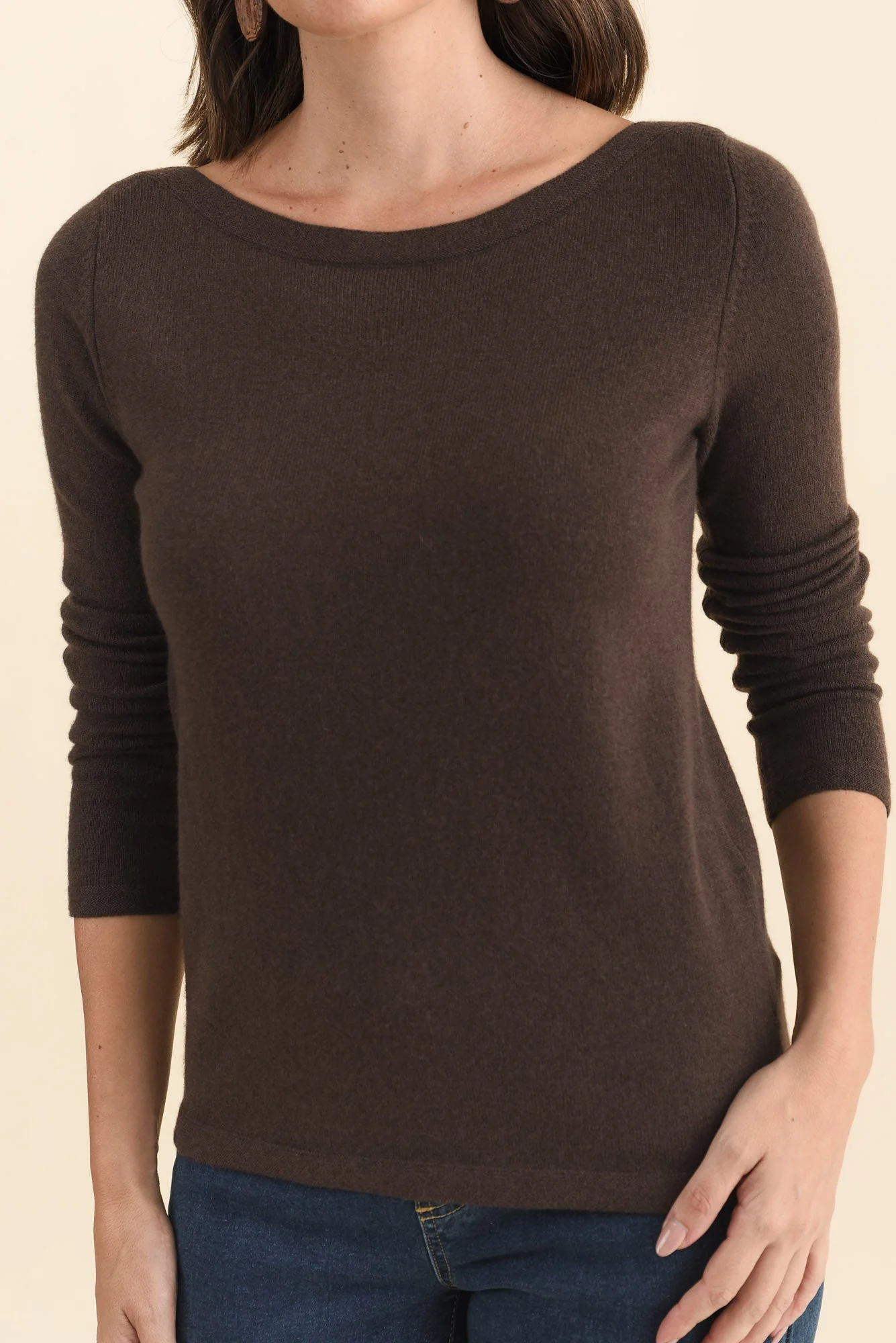 Valery Chocolate Wool Cashmere Sweater - Image 5
