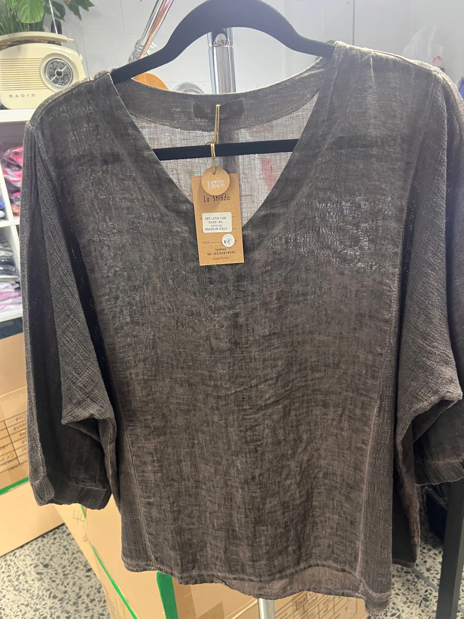 Ziola Mocha Linen Cotton Top