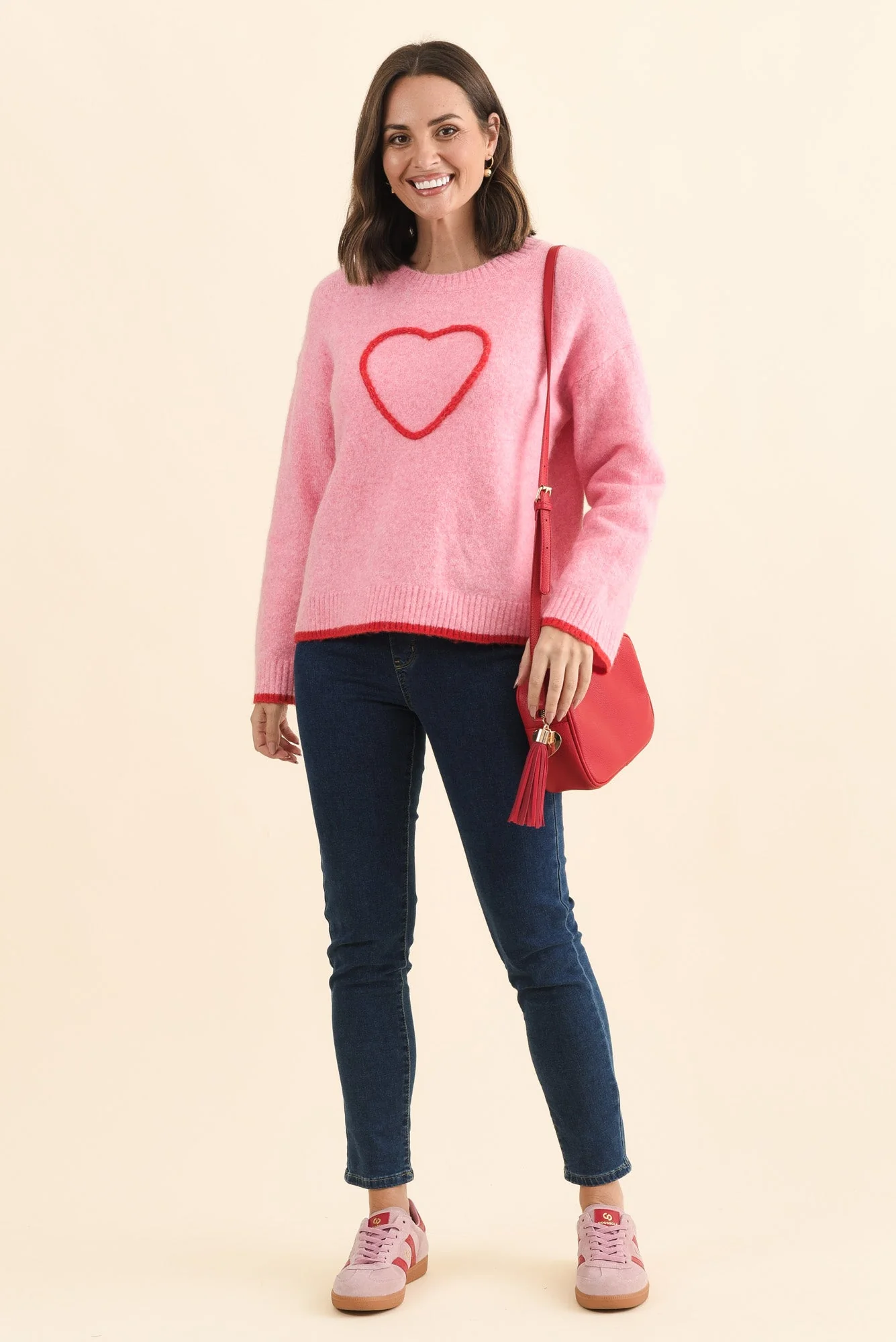 Zoe Pink Heart Knit Sweater - Image 2